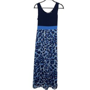 Susan Graver Dress Womens Size XS Sundress Sleeveless Maxi Long Blue Work Casual